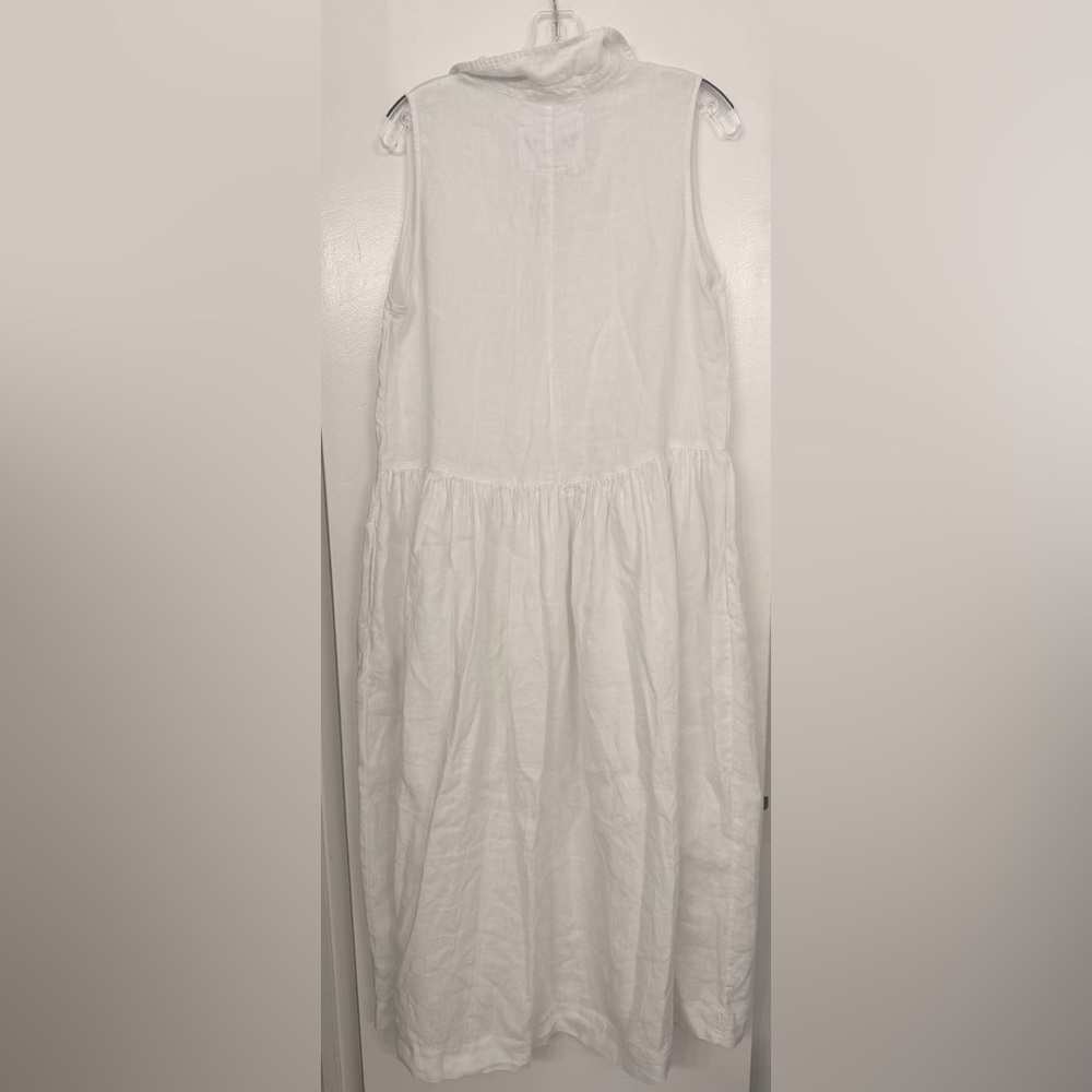 Frank & Eileen Daphne Maxi Sleeveless Linen V-Neck Dress White Size Medium - Picture 5 of 9